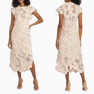 NWT AU1 Zimmermann Sensory Motif Embroidered Velvet-Appliquéd Midi-Dress